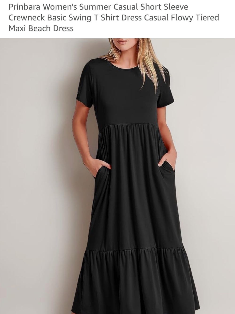 Short-Sleeve Maxi Dress in Black